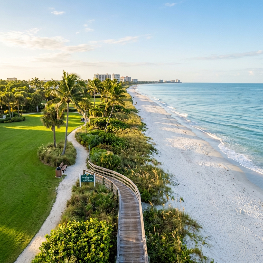 Grass park by the beach